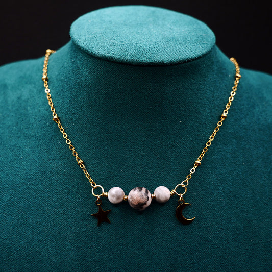 ⟡ LUNA ⟡ collier Jaspe zèbre rose