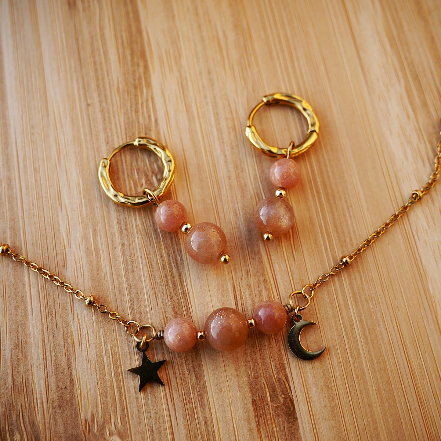 ✦ LUNA ✦ créoles Pierre de Soleil