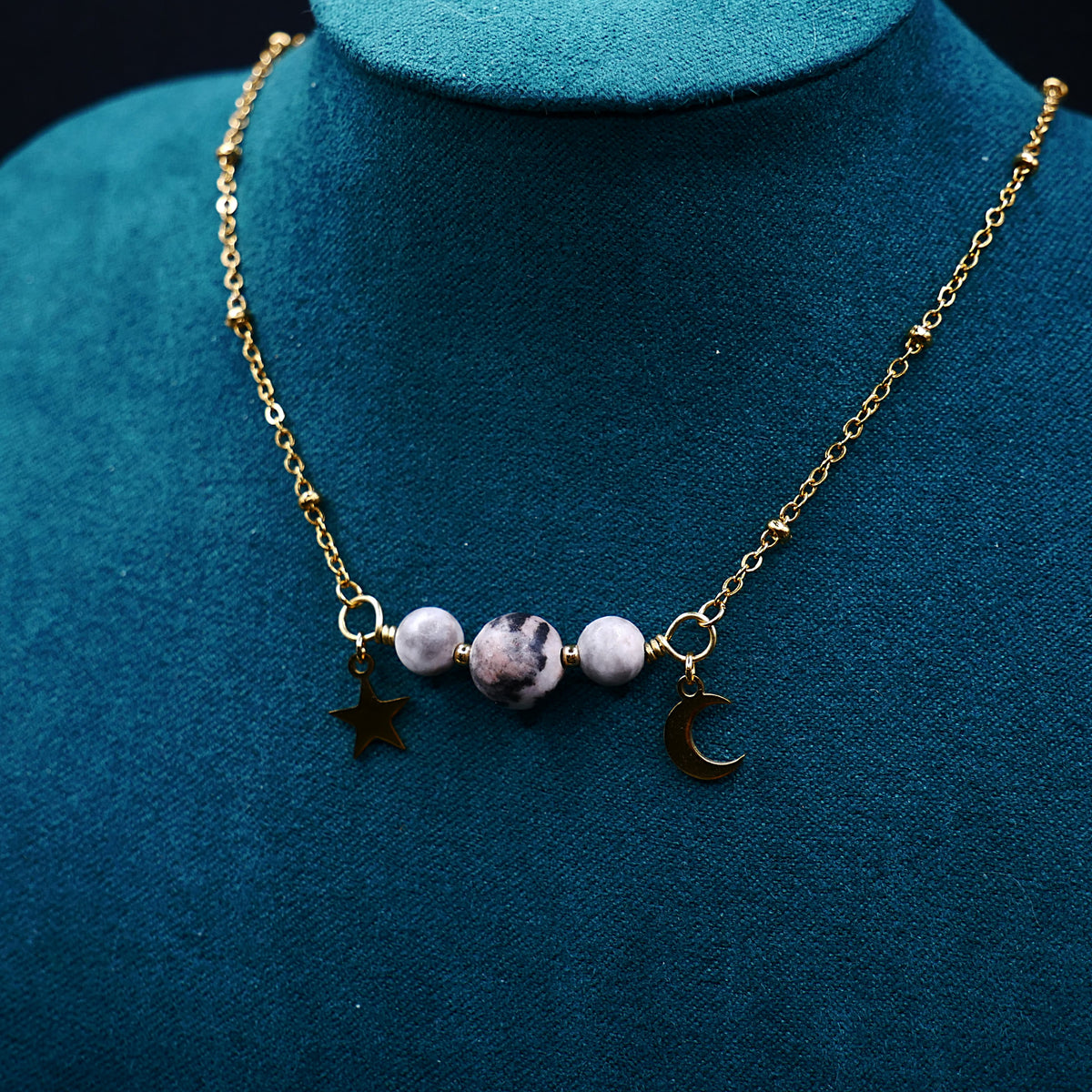 ⟡ LUNA ⟡ collier Jaspe zèbre rose