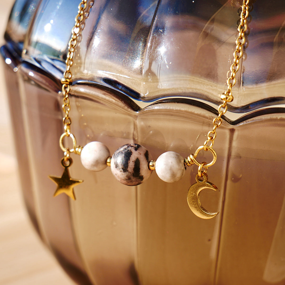 ⟡ LUNA ⟡ collier Jaspe zèbre rose