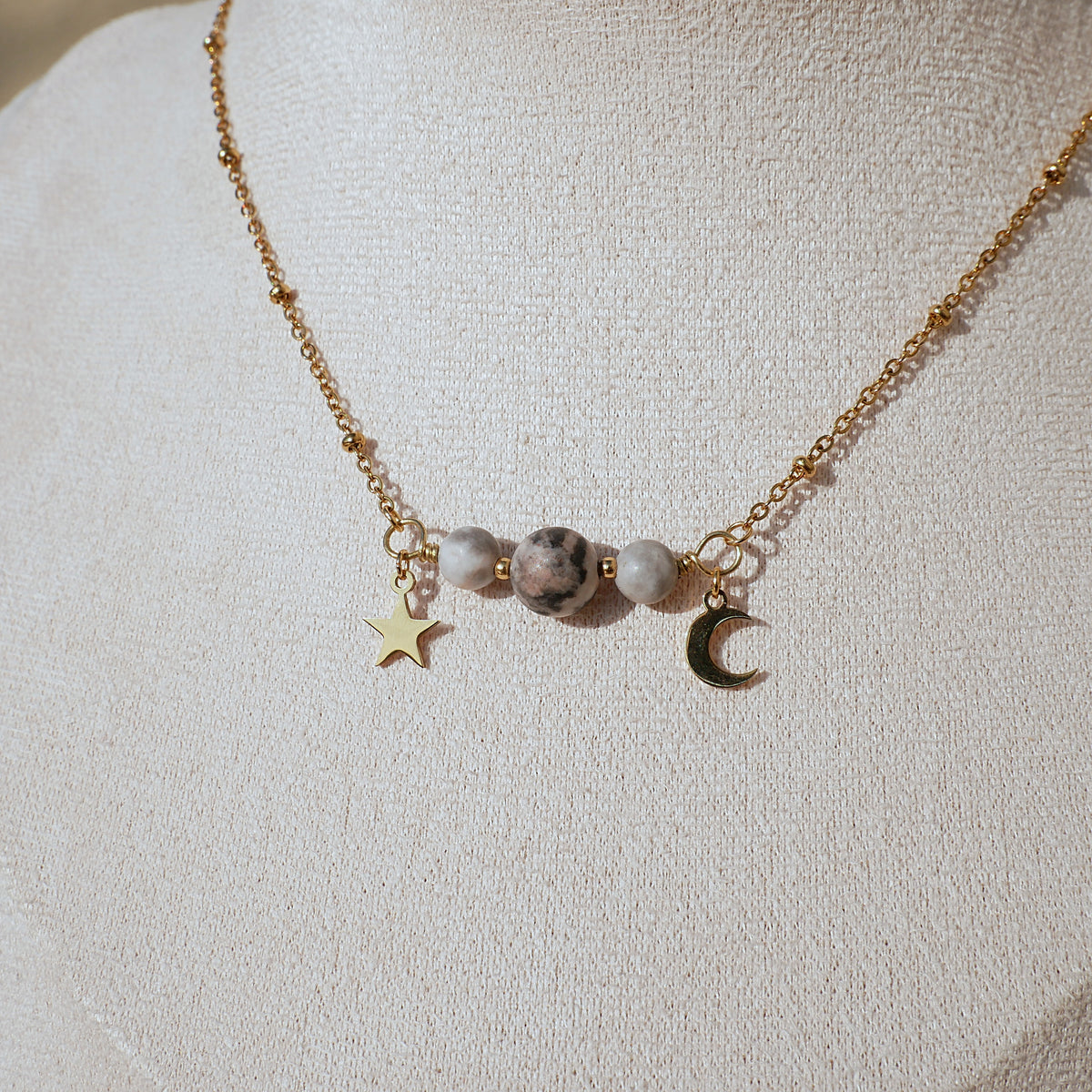 ⟡ LUNA ⟡ collier Jaspe zèbre rose