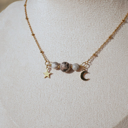 ⟡ LUNA ⟡ collier Jaspe zèbre rose