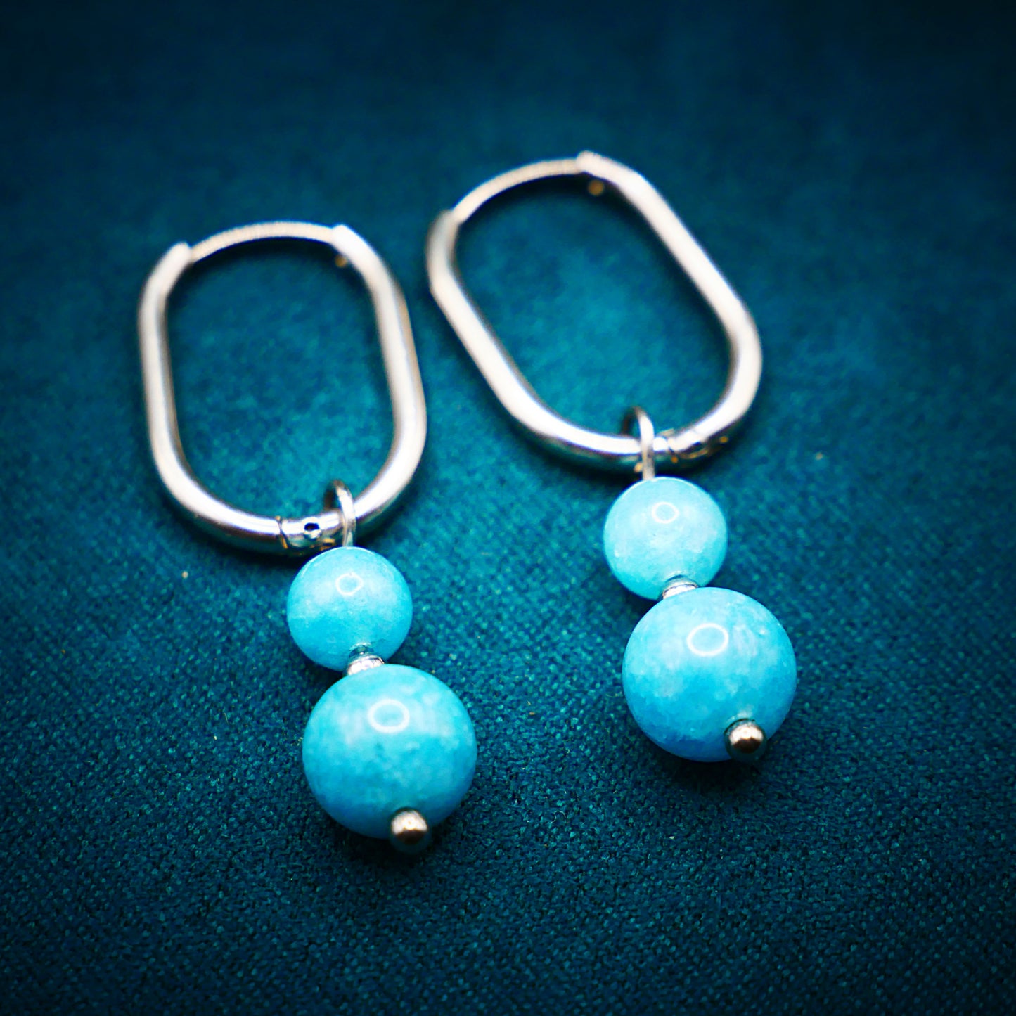 ✦ LUNA ✦ créoles Calcédoine bleue