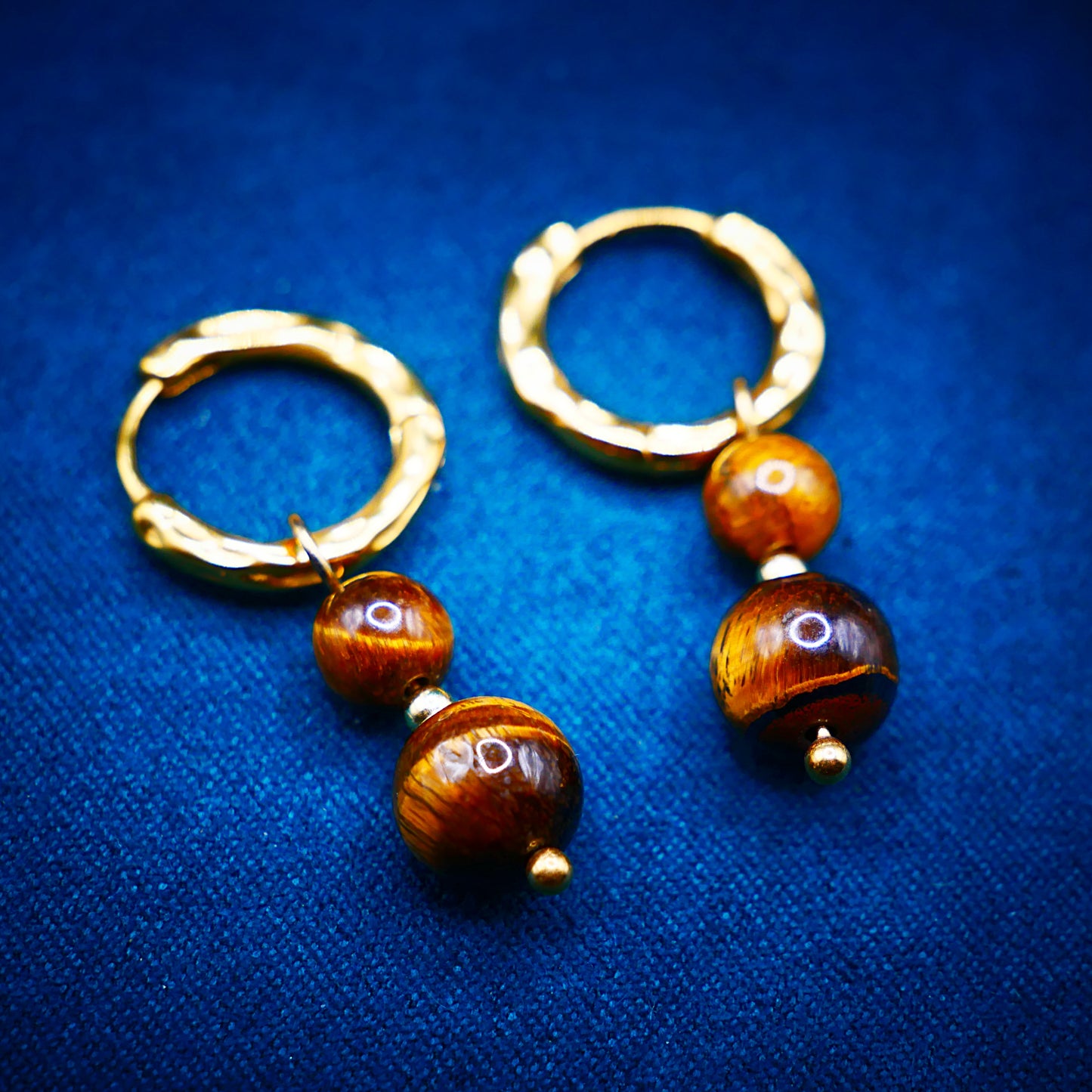 ✦ LUNA ✦ créoles Oeil du Tigre