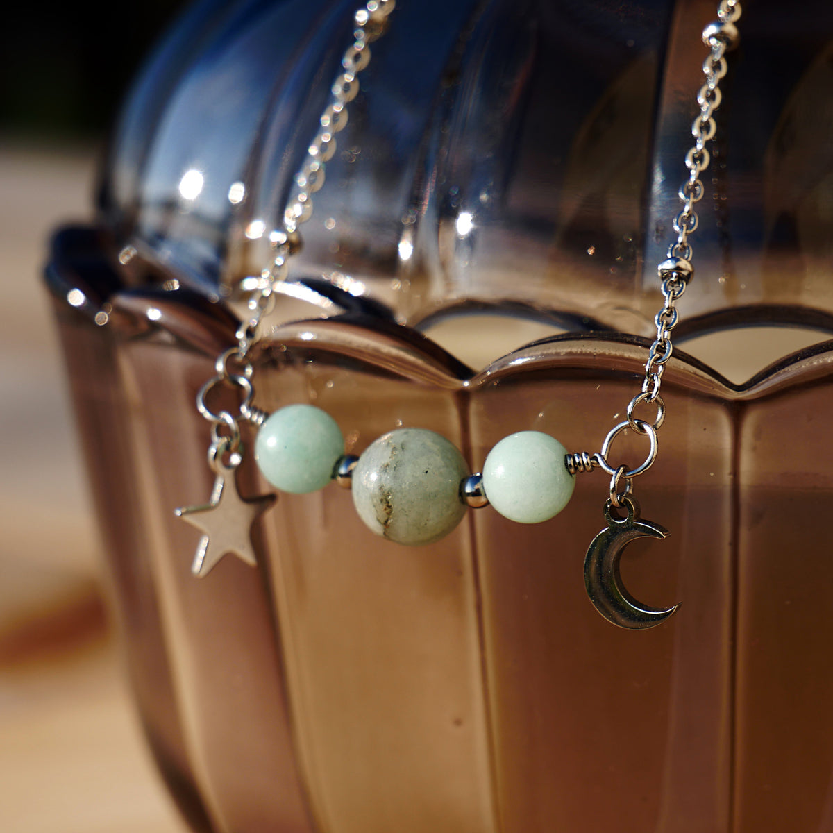 Collier Luna en Amazonite de Macram’Elo Créations